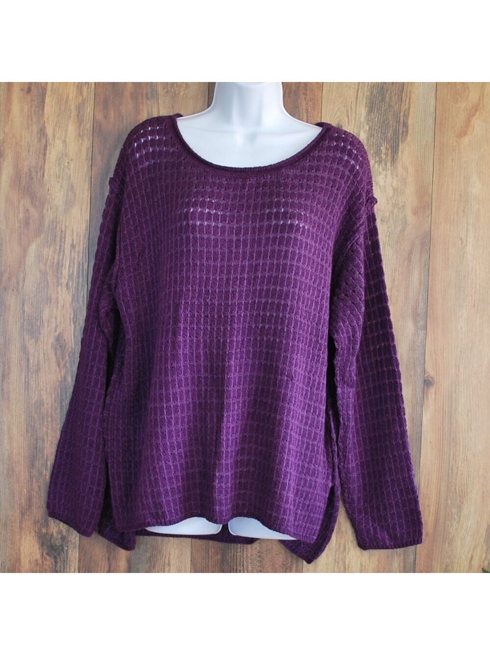BiBi Openwork Long Sleeve Women's Knit Oversized Sweater S